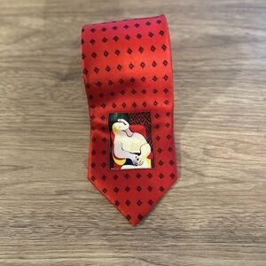 100% Silk Picasso Red Patterned Men's Tie